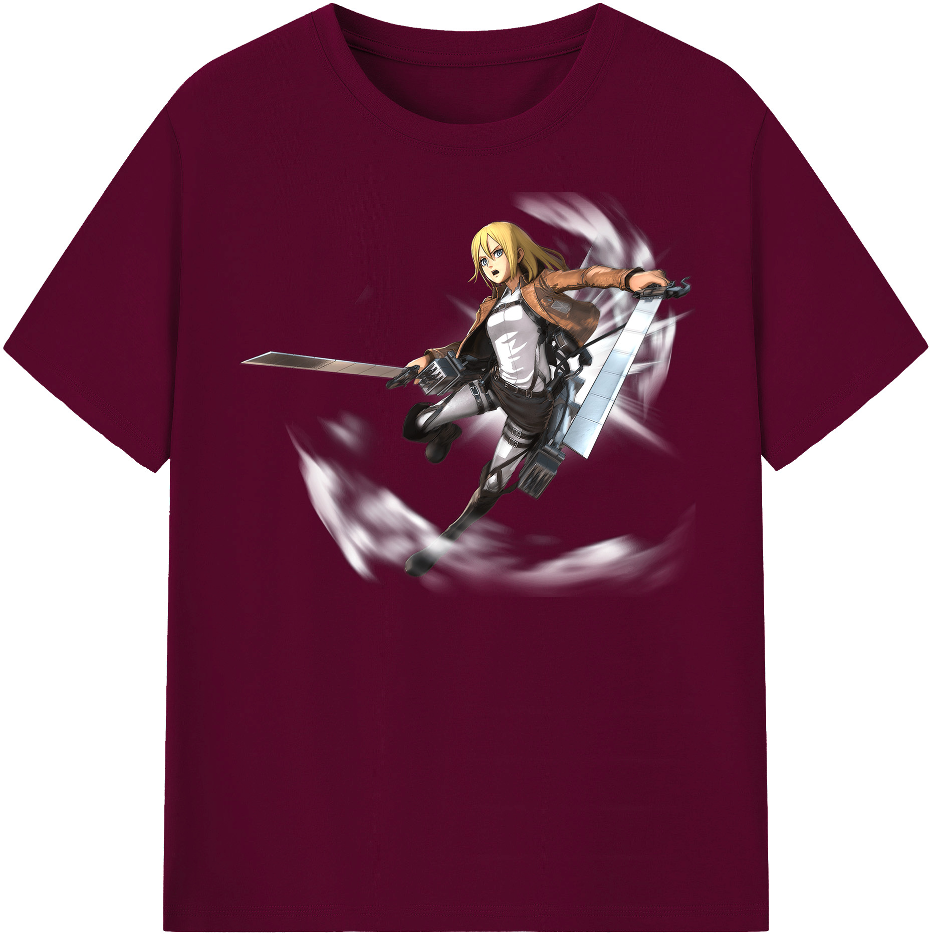 （画像用） 進撃の巨人 クリスタ·レンズ Attack on Titan Christa Lenz レディースカジュアルプリントTシャツ（綿100％）